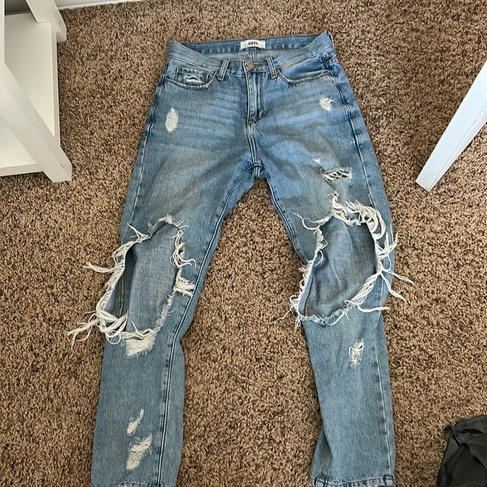 blue JBD distressed mid rise jeans-size 25
